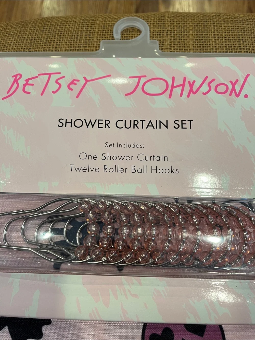 Betsey Johnson Pink Halloween Candy Shower Curtain Set